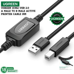 UGREEN 10362 | USB 2.0 A-Male to B-Male Active Printer Cable (15M)