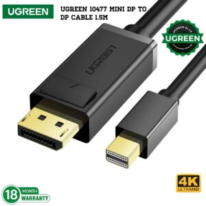 UGREEN 10477 Mini DP to DP Cable 1.5M 4K UltraHD - 1 Year Warranty